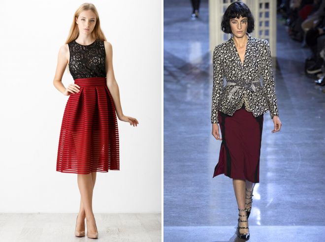 trendové burgundské sukně 2023