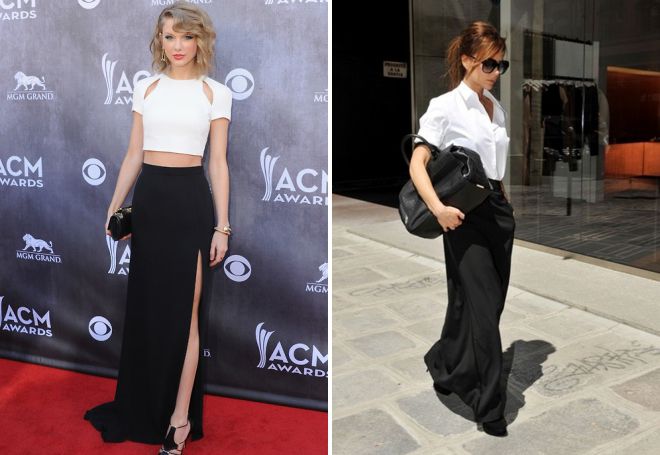 Taylor Swift a Victoria Beckham v černé sukni