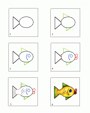 jak nakreslit rybu v etapách