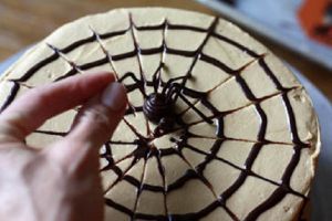 Как да украсим тортата с паяжина от шоколад 3