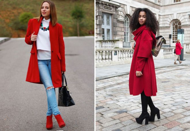 обувки за червено палто