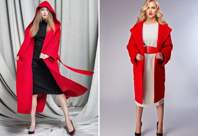 červený kabát s kapucí