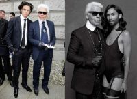 Karl Lagerfeld和他的情人（左）和Konchita Wurst（右）