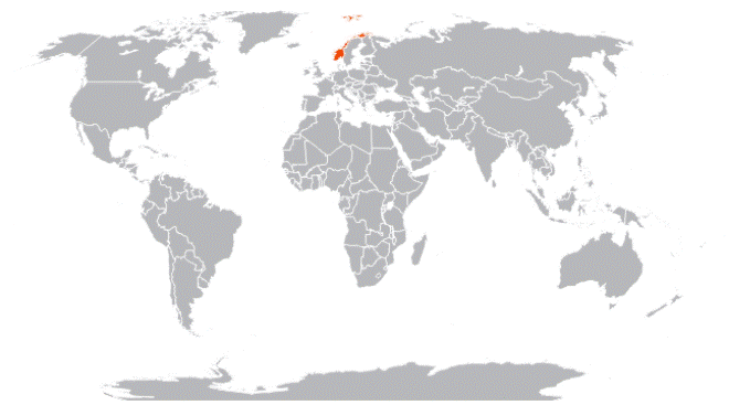 Норвегия на световната карта