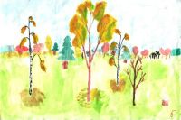 есенно ландшафтно рисуване на дете 7